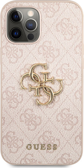 Guess Metal Logo Back Cover Πλαστικό Ροζ (iPhone 12 Pro Max)