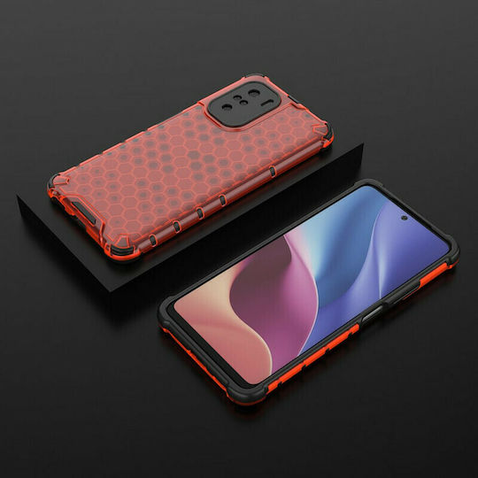 Hurtel Honeycomb Umschlag Rückseite Kunststoff Rot (Poco F3 / Mi 11i)