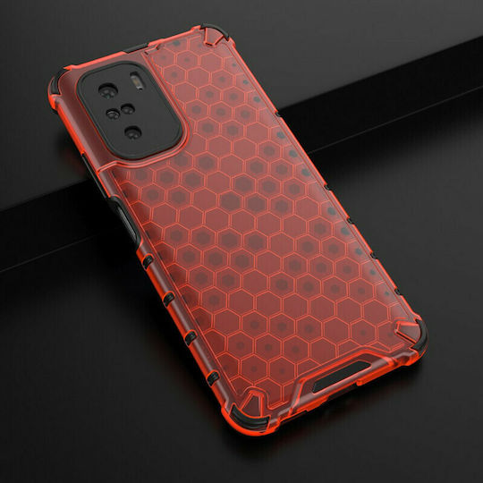 Hurtel Honeycomb Umschlag Rückseite Kunststoff Rot (Poco F3 / Mi 11i)