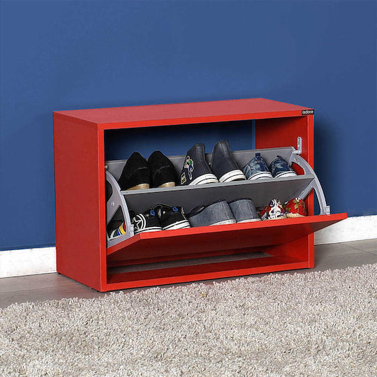 Wooden Shoe Organizer Step V6 with 2 Shelves Red M60xD30xH42cm