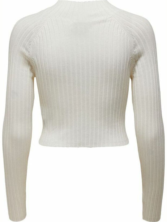Women's Crop Top Turtleneck Long Sleeve Cloud Dancer