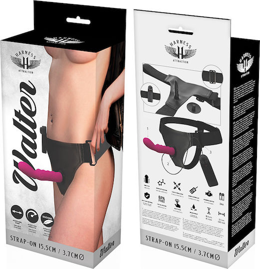 Harness Attraction Walter Vibration Harness με Dildo 15.5cm και Δόνηση σε Φούξια Χρώμα