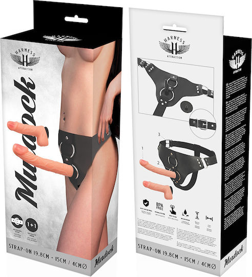 Harness Attraction Murdock 1 + 1 Dong Harness with Dildo 15cm in skin color 2pcs
