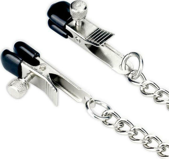 Lovetoy Ball Gag with Nipple Clamp BDSM Kit σε Ασημί Χρώμα