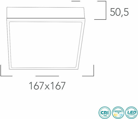 Fan Europe Square Outdoor LED Panel 22W with Natural White Light 4000K 16.7x16.7cm