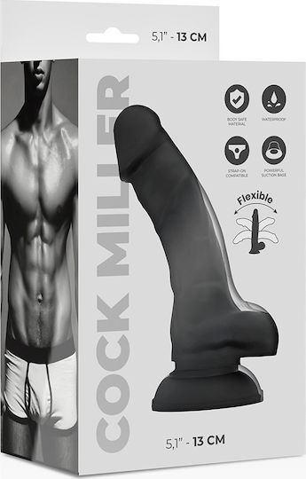 Cock Miller Ρεαλιστικό Dildo με Όρχεις και Βεντούζα Black 13cm