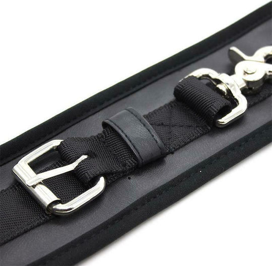 Fetish Addict Leather Handcuffs with Big Hoops Handschellen in Schwarz Farbe