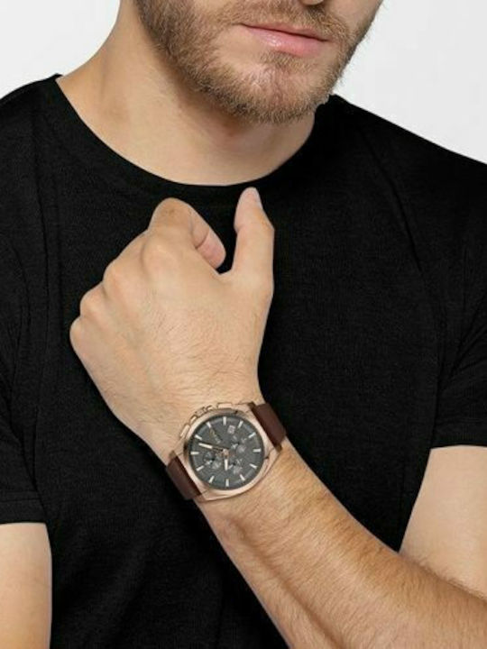 Boss Grandmaster Men's Watch 46mm Chronograph Battery with Brown Leather Strap