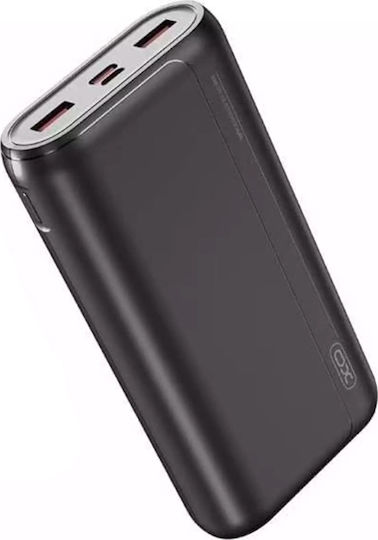 XO PR127 Power Bank 20000mAh 20W with 2 USB-A Ports and USB-C Port Power Delivery Black