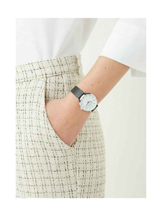 Rosefield The Upper East Side Watch with Black Leather Strap