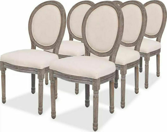 Dining Room Fabric Chair Cream 50x56x95.5cm 6pcs