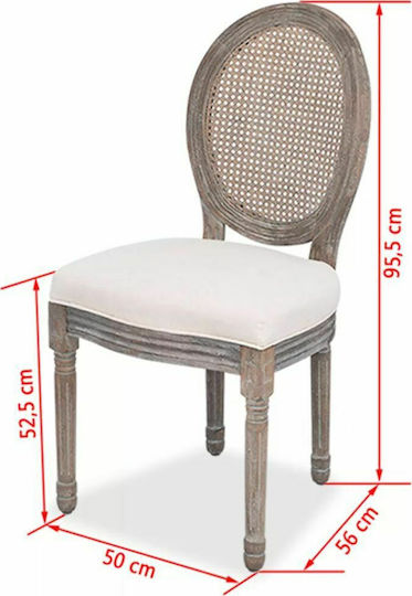 Stühle Speisesaal Cream 4Stück 50x56x95.5cm