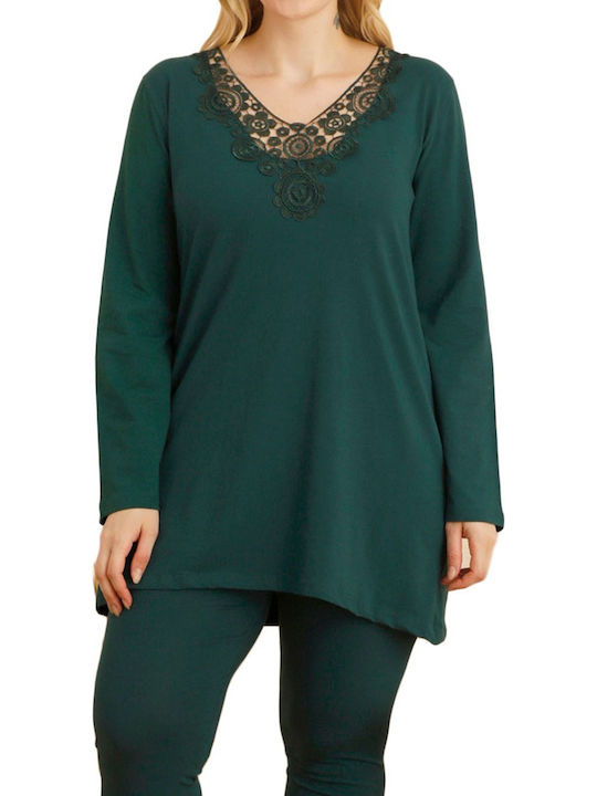 Sexen Winter Damen Pyjama-Set Baumwolle Monica Green Plus Size