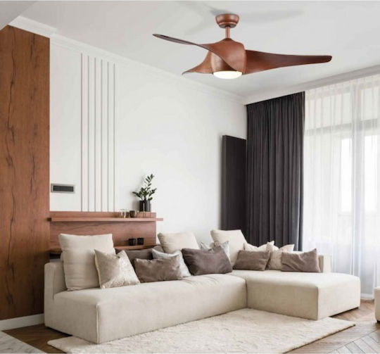Zambelis Lights Ανεμιστήρας Οροφής 132cm με Φως Καφέ
