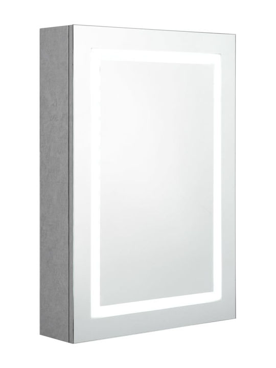vidaXL Ορθογώνιος Καθρέπτης Μπάνιου Led από MDF με Ντουλάπι & Υποδοχή Λαμπτήρα 50x70cm Γκρι