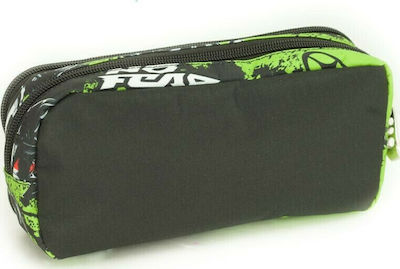 No Fear Pencil Case with 2 Compartments Gray