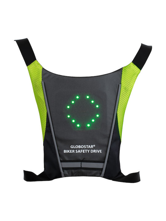 GloboStar Cycling Safety Vest Black με Φωτεινή Σήμανση Led
