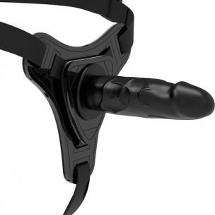 Fetish Submissive Silicone Vibrating Strap-on Realistic Harness with Dildo 16cm Black