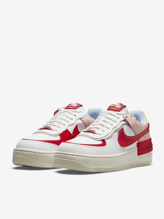 Air Force 1 Shadow Damen Flatforms Sneakers Summit White / Gym Red / Aluminum / University Red