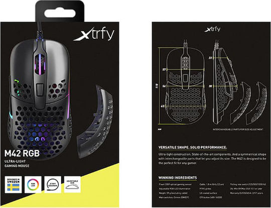 Xtrfy M42 RGB Gaming Ποντίκι 16000 DPI Black