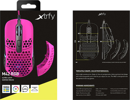 Xtrfy M42 RGB Gaming Ποντίκι 16000 DPI Pink