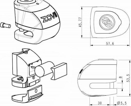 Zovii ZS6 Κλειδαριά Δισκόφρενου Μοτοσυκλέτας με Συναγερμό & Πείρο 6mm Πορτοκαλί Χρώμα