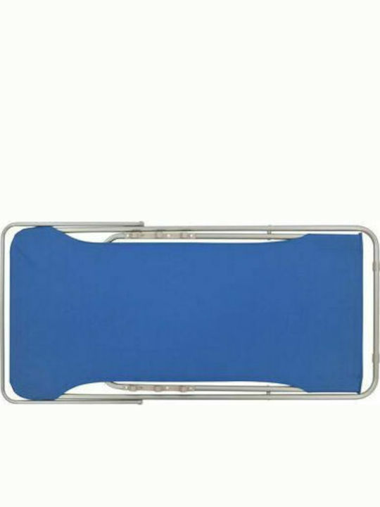 Deckchairs Metallic with Blue Fabric 2pcs 75x57x99cm
