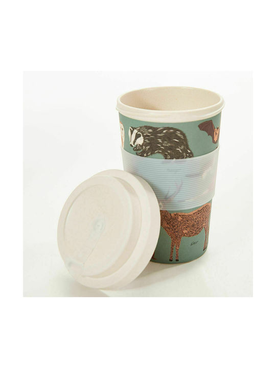 Eco Chic Woodland Tasse Bamboo mit Deckel Bunt 1Stück