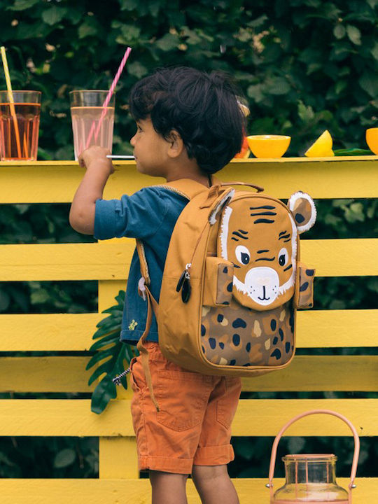 Les Deglingos Tiger School Bag Backpack Kindergarten in Brown color