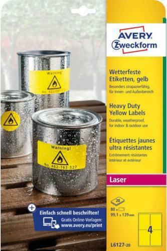 Avery 80 Self-Adhesive Rectangular A4 Labels 139x99.1mm