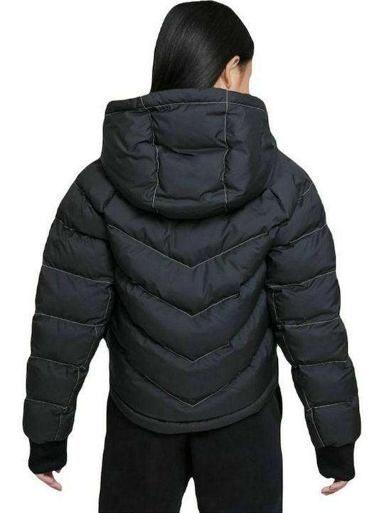 Kids' Sports Jacket Short with Hood Black Sportswear