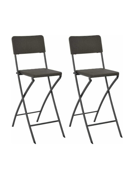 Bar Stool for Outdoor Space made of Polypropylene Brown 2 Pieces 45x63x114cm