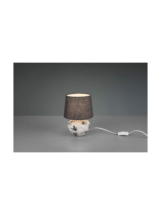 Trio Lighting Bay Ceramic Vintage Table Lamp for Socket E14 with Gray Shade and White Base