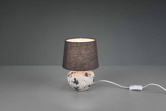 Trio Lighting Bay Ceramic Vintage Table Lamp for Socket E14 with Gray Shade and White Base