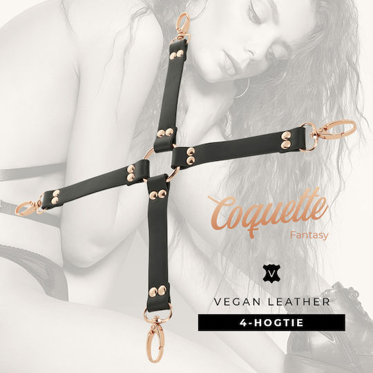 Coquette Fantasy Vegan Leather Hog Tie BDSM Accessory in Black Color