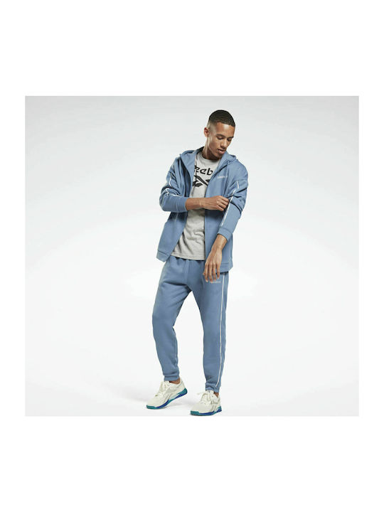 Reebok Essentials Piping Παντελόνι Φόρμας με Λάστιχο Fleece Blue Slate