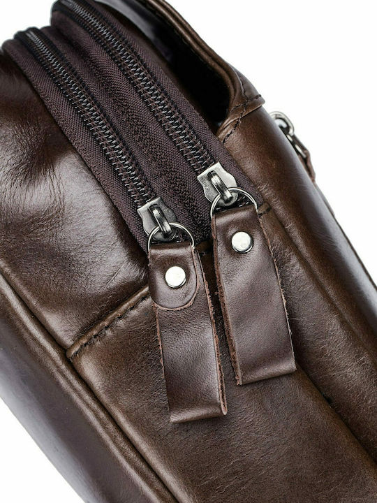 XB-095 Leather Men's Bag Sling Dark Brown
