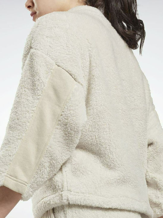 Winter Women's Fleece Blouse Long Sleeve with Zipper Stucco