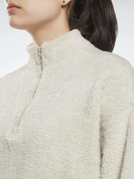 Winter Women's Fleece Blouse Long Sleeve with Zipper Stucco