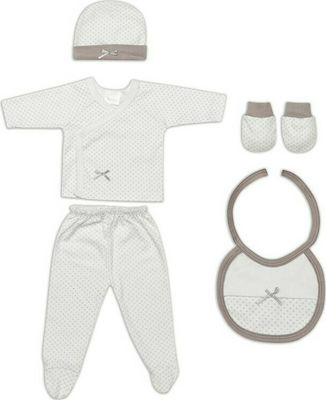 Interbaby Newborn Clothing Set Beige for 0-6 months 5pcs