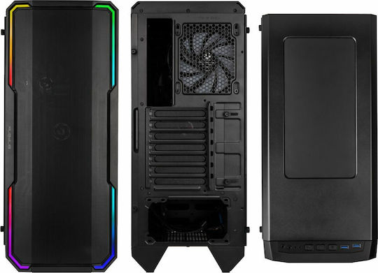 BitFenix Enso Mesh 4ARGB Геймърско бюро Midi Tower Компютърна кутия със страничен прозорец Черен