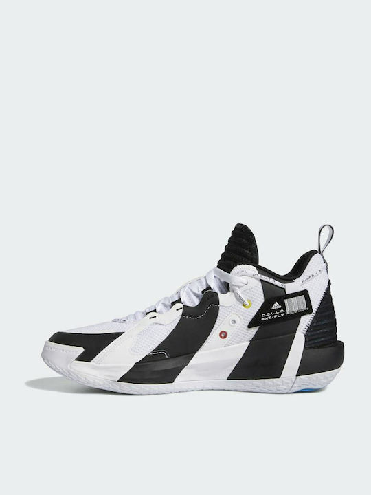 Adidas Dame 7 Niedrig Basketballschuhe Cloud White / Silver Metallic / Core Black