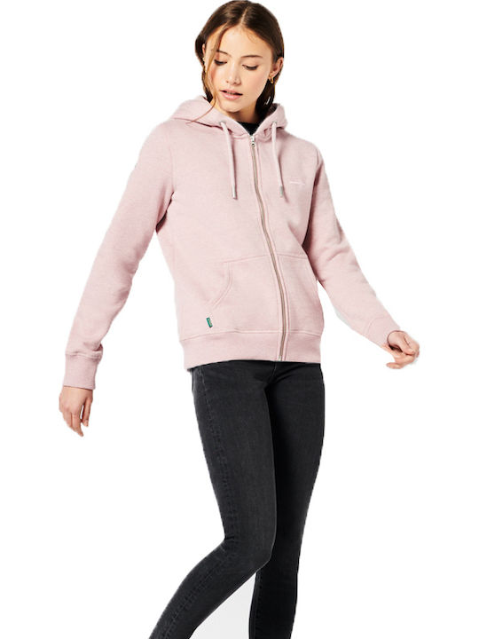 VINTAGE LOGO Long Women's Sweatshirt Jacket Hooded Soft Pink Marl