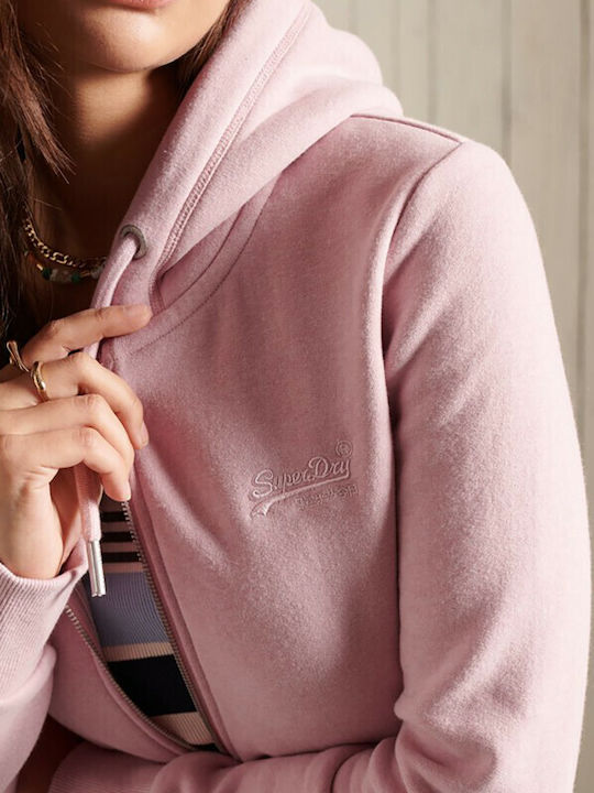 VINTAGE LOGO Long Women's Sweatshirt Jacket Hooded Soft Pink Marl