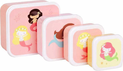 A Little Lovely Company Kids Set Lunch Plastic Box Multicolour