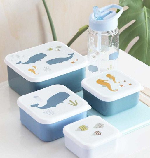 A Little Lovely Company Plastic Kids' Lunch Set Light Blue