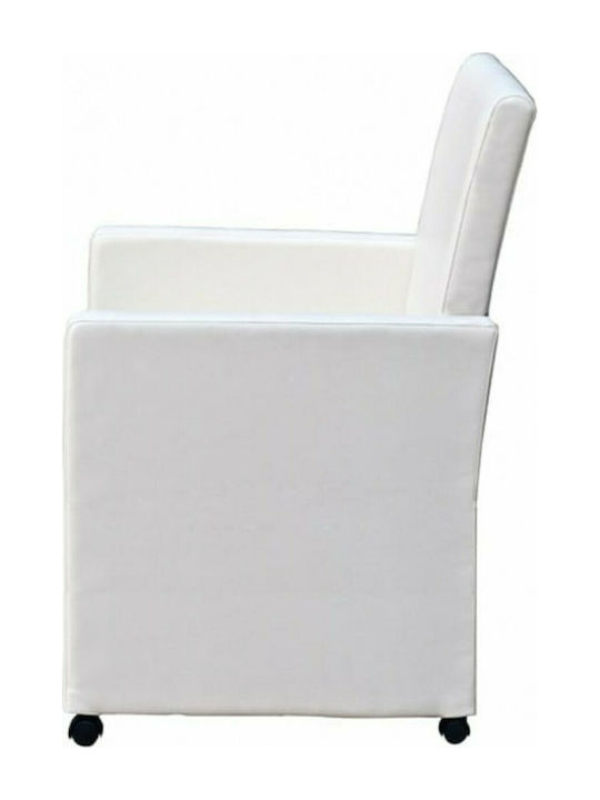 Dining Room Artificial Leather Armchair White 58.5x65x88cm 2pcs