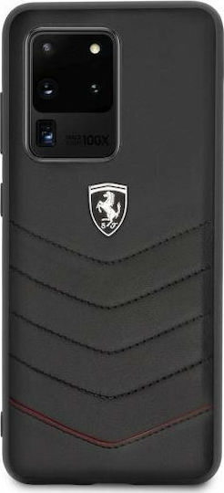 Ferrari Heritage Umschlag Rückseite Leder Schwarz (Galaxy S20 Ultra)