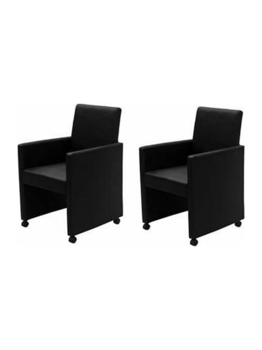 Dining Room Artificial Leather Armchair Black 58.5x65x88cm 2pcs