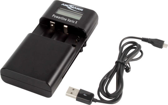 Ansmann Powerline Vario X USB Încărcător 2 Baterii Li-ion/Ni-Cd/Ni-MH Dimensiune AA/AAA